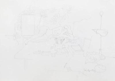 Liegender Akt im Atelier