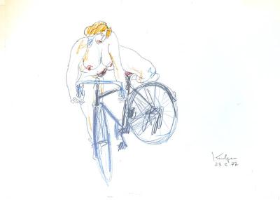 Nude on bicycle