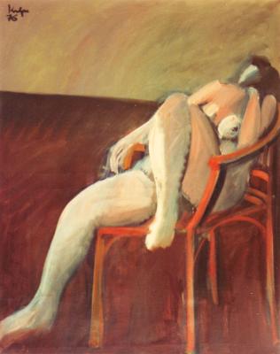 Sitzende Frau