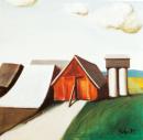 Waldviertler Landschaften - Gehöft mit Silo und Scheune