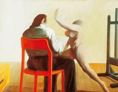 Dancing nude in front of the artist