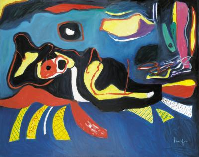 Black nude on colorful ties