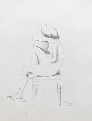 Sitting nude on chair