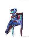 Sitting colorful nude on chair