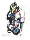 Colorful back nude with bicycle