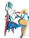 Colorful sitting nude in pose
