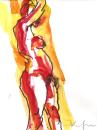 Side partial nude in red yellow