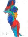 Standing colorful nude with blue hair