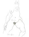 Sitting partial nude with raised arm