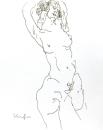 Standing partial nude with raised arms