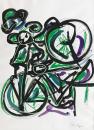 Nude and bicycle in green black