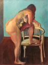 Nude leaning on chair