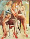 Three girls grouped on a chair