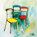 Four chairs - yellow, green, blue, red