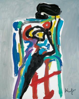 Colourful nude on chair