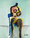 Abstract nude on blue chair