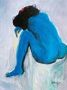 Crouching blue nude from the back